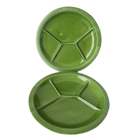 4 Vintage Fondue Plates Grill Plates Made In Italy Yellow Green - Picture 4 of 7